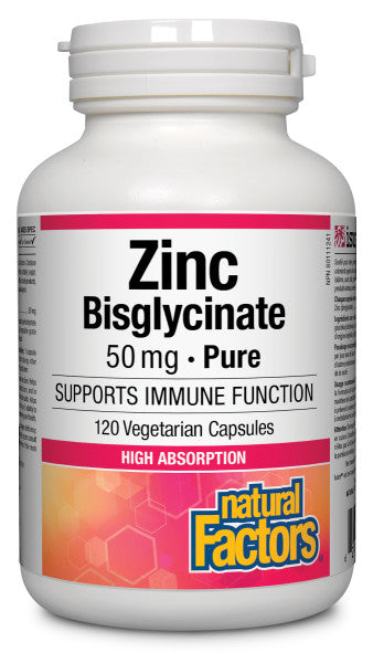 Natural Factors Zinc Bisglycinate 50 mg 120 VeggiCaps ( S 09 )