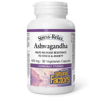 NATURAL FACTORS ASHWAGANDHA 600MG 30VCAPS ( S38 )