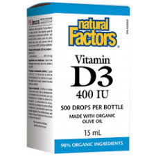 NATURAL FACTORS VITAMIN D3 400 IU (500 DROPS PER BOTTLE IN A BASE OF MCT OIL) 15mL ( S 03 )