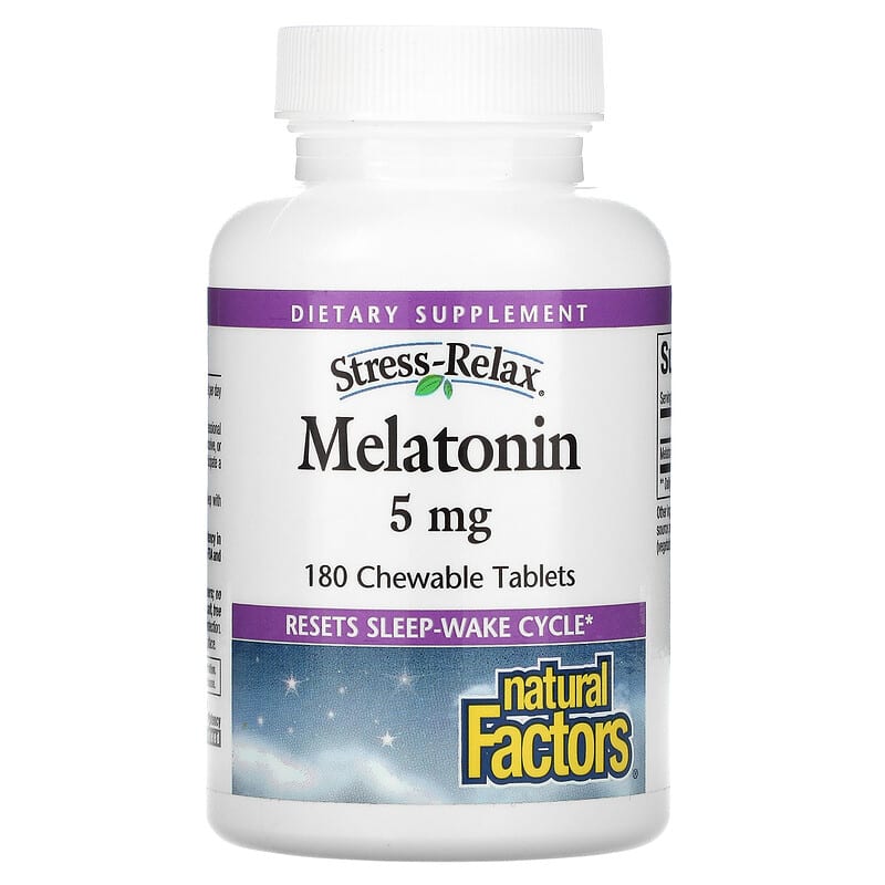 Natural Factors Stress-Relax Melatonin 5 mg 180 Chewable Tablets ( S36)
