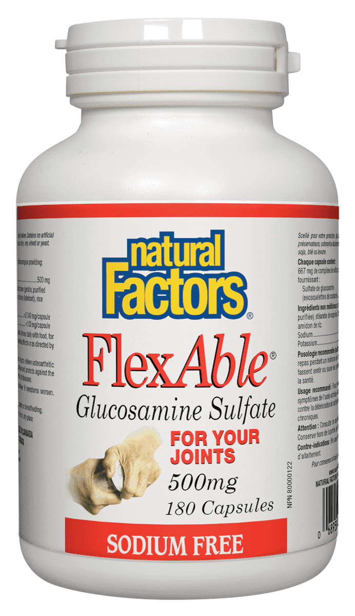 Natural Factors FlexAble Glucosamine Sulfate 500 Mg 500 Capsules ( S41 )