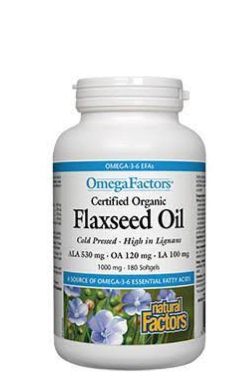 Natural Factors Flaxseed Oil 530 Mg ALA 1000 Mg 180 Softgels ( S41 )
