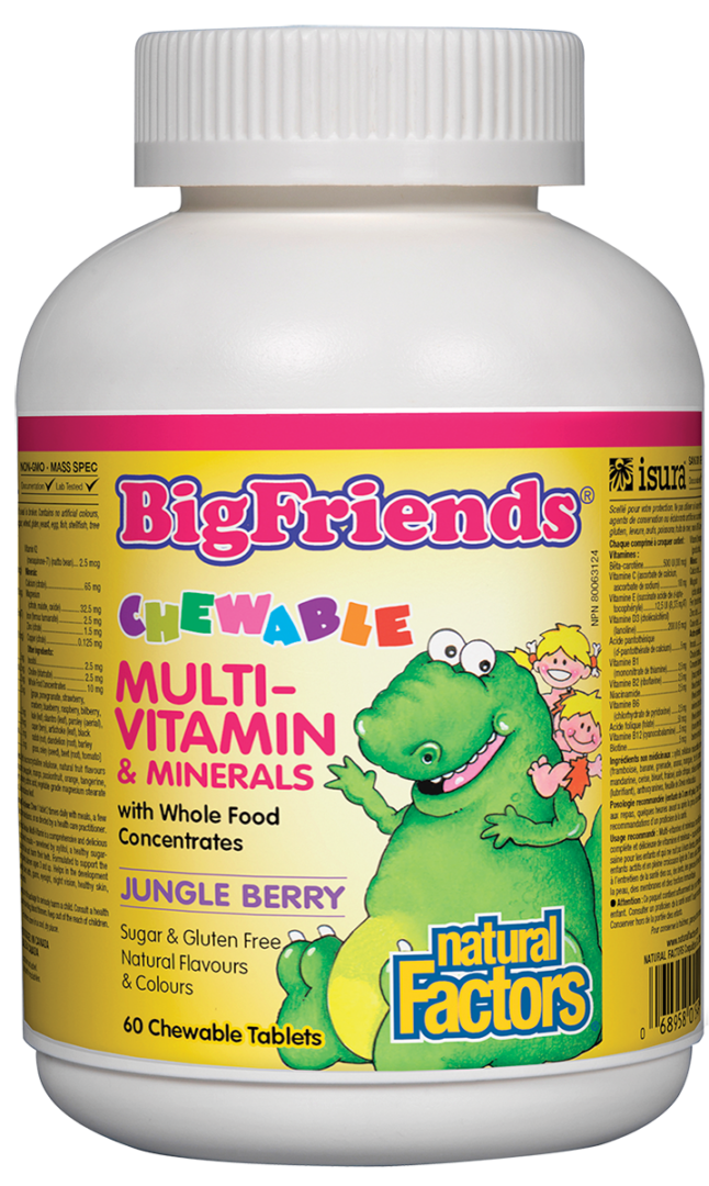 Natural Factors Big Friends | Multivitamin & Minerals – Jungle Berry 60 Chew Tabs ( S#Vitamin C )  )