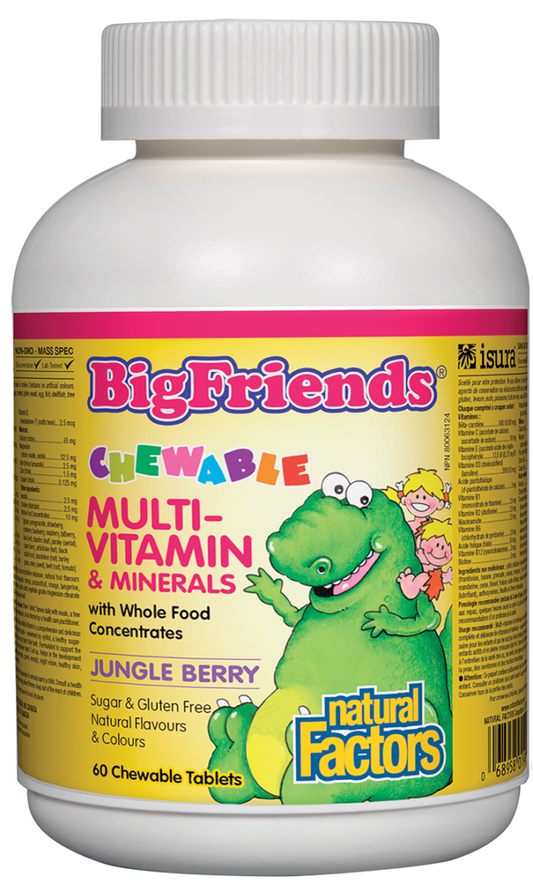 Natural Factors Big Friends | Multivitamin & Minerals – Jungle Berry 60 Chew Tabs ( S#Vitamin C )  )