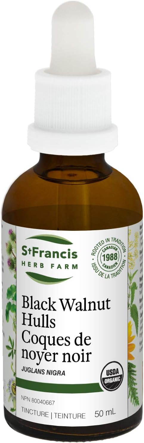 St. Francis Herb Farm - Black Walnut Hulls (Juglans nigra, hulls) Herbal Tincture - Black Walnut hulls have exceptional anti-parasitic properties (50ml) ( S32 )