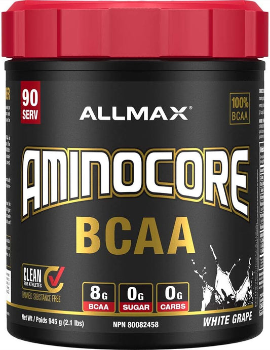 ALLMAX Nutrition - Aminocore BCAA - 8g BCAAs - 100% Pure Branch Chained Amino Acids - Gluten Free - White Grape - 945 Gram
