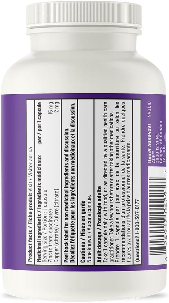 AOR Advanced Orthomolecular Research AOR, Zinc-Copper Balance, 100 Capsules ( S09 )