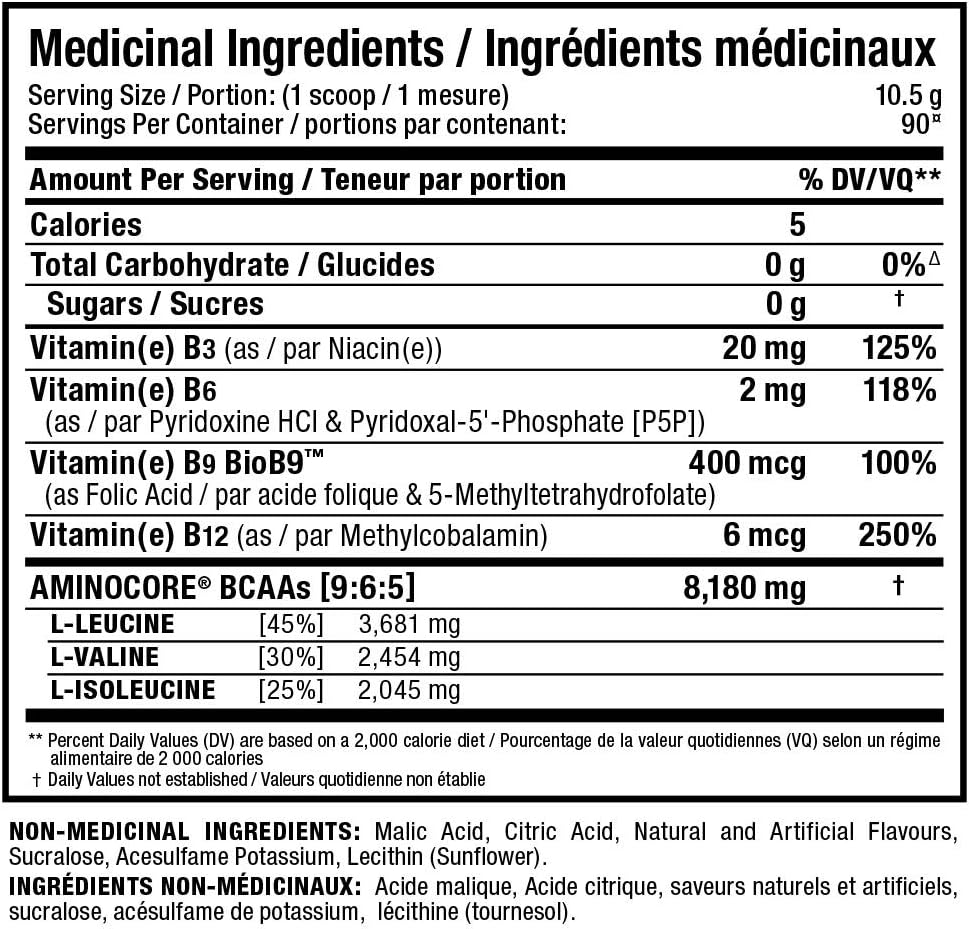 ALLMAX Nutrition - Aminocore BCAA - 8g BCAAs - 100% Pure Branch Chained Amino Acids - Gluten Free - White Grape - 945 Gram