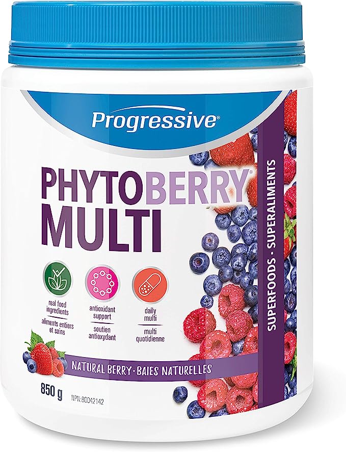 Progressive PhytoBerry Multivitamin Supplement Powder - 850 g | Antioxidant source, made with high ORAC berry and fruit concentrates, phytonutrients, antioxidants and plant oils ( S12 )