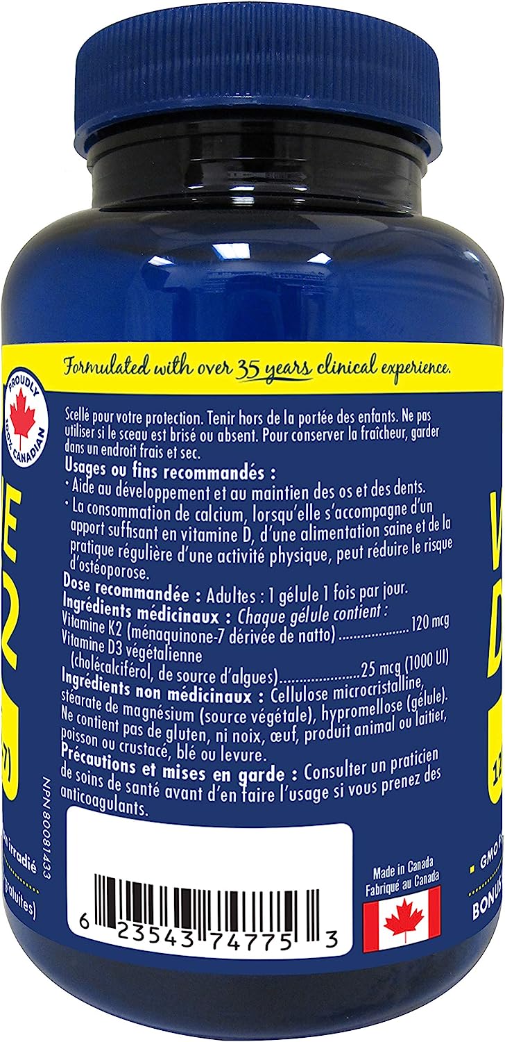 Naka Platinum VEGAN D3+K2 1000 IU D3 + 120 mcg Vit K2 as MK-7 BONUS size 75 Veggie Caps (60+15 FREE) ( S#Vitamin A,D,E)