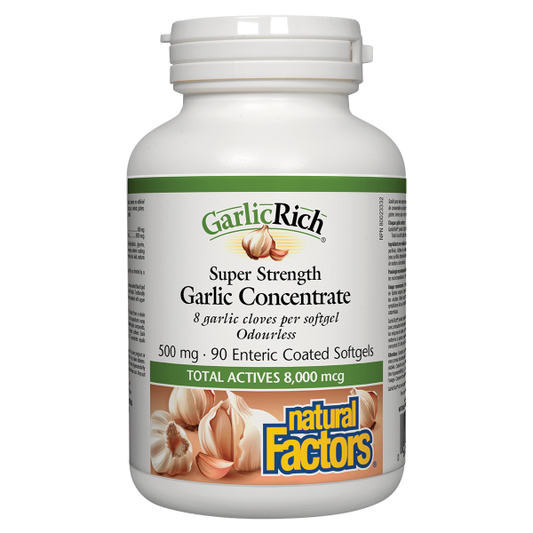 Natural Factors GarlicRich Super Strength Garlic Concentrate 500mg 90 Softgels ( S18 )