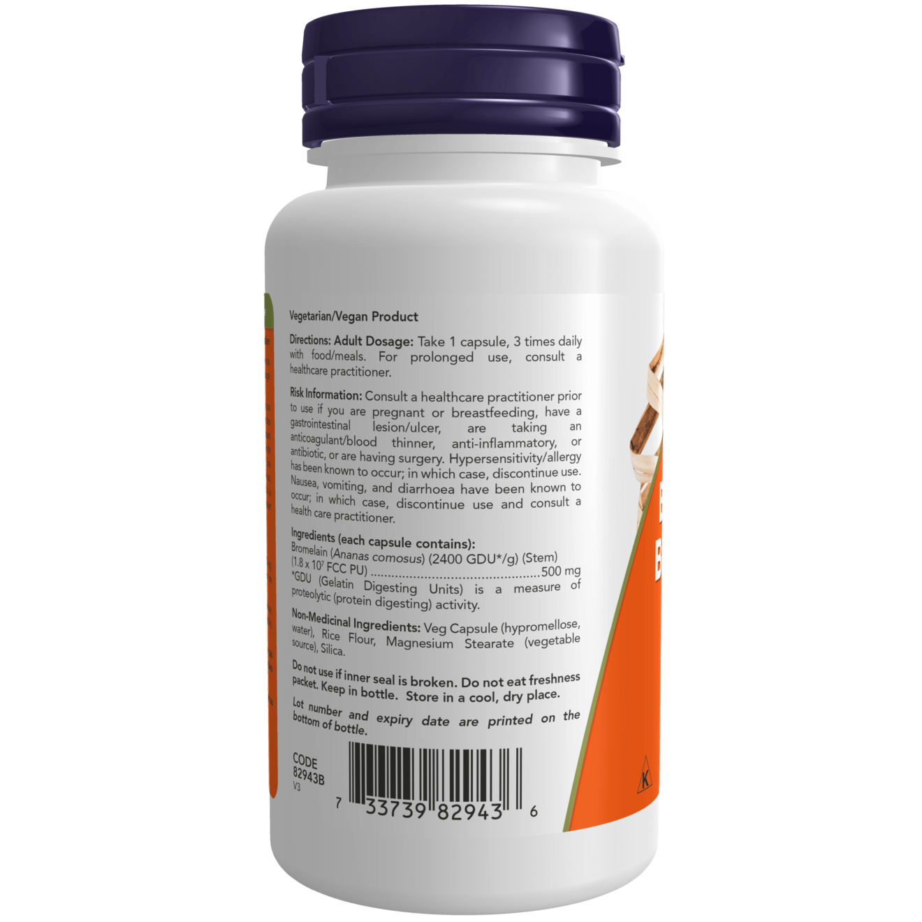 NOW Bromelain 500 mg 2400 GDU / g 100Veg Capsules (S29)