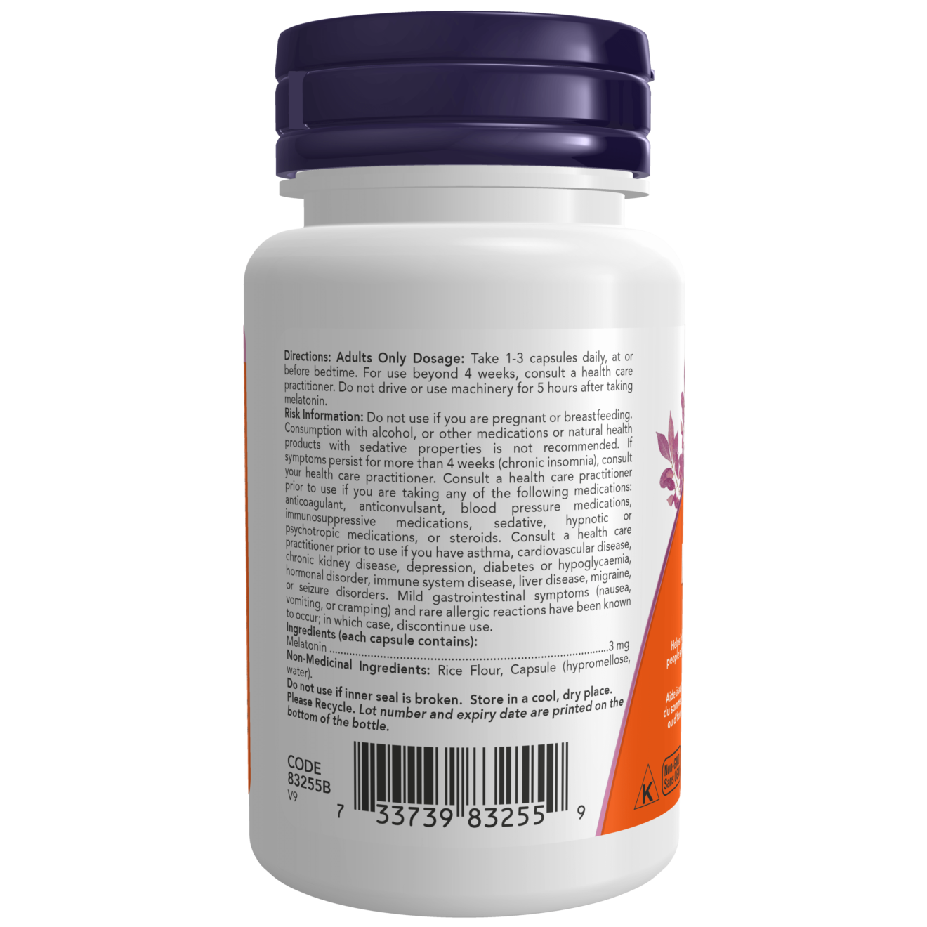 NOW Melatonin 3 mg 180 Veg Capsules (S36)