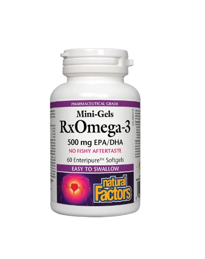 NATURAL FACTORS MINI-GELS ''RXOMEGA-3 500MG EPA/DHA ( 60 SOFTGELS ) ''S# FISH OIL
