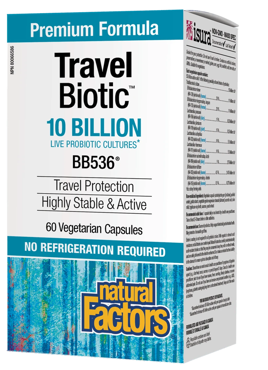 Natural Factors Travel Biotic 10 Billion, 60 Vegi-Caps