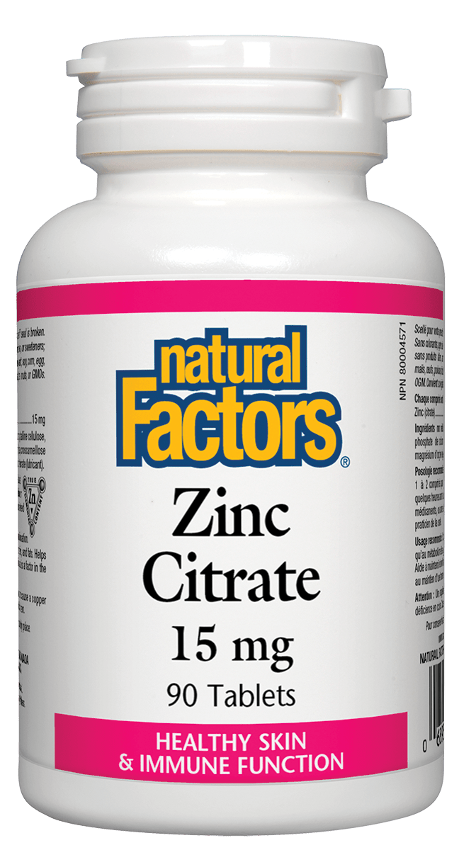 Natural Factors Zinc Citrate  15MG 25MG 50MG 90CAPS ( S10 )