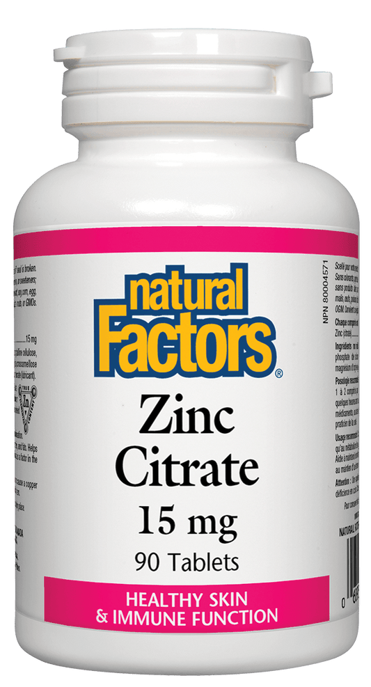 Natural Factors Zinc Citrate  15MG 25MG 50MG 90CAPS ( S10 )