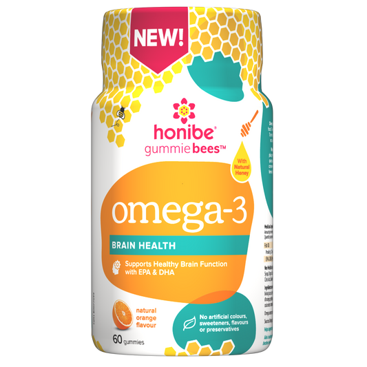 Honibe – Omega-3: Brain Health; Orange Flavour, 60 Gummies