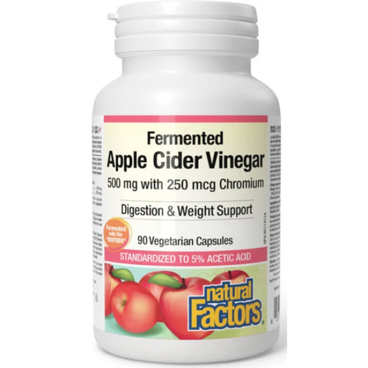 Natural Factors Fermented Apple Cider Vinegar with Chromium · 500 mg / 250 mcg, 90 VCaps ( S39 )