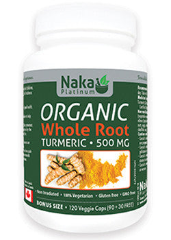 Naka Organic Whole Root Turmeric 500mg - 90 + 30 V-Caps FREE Organic Whole Root Turmeric 500mg 120 capsules ( S14 )